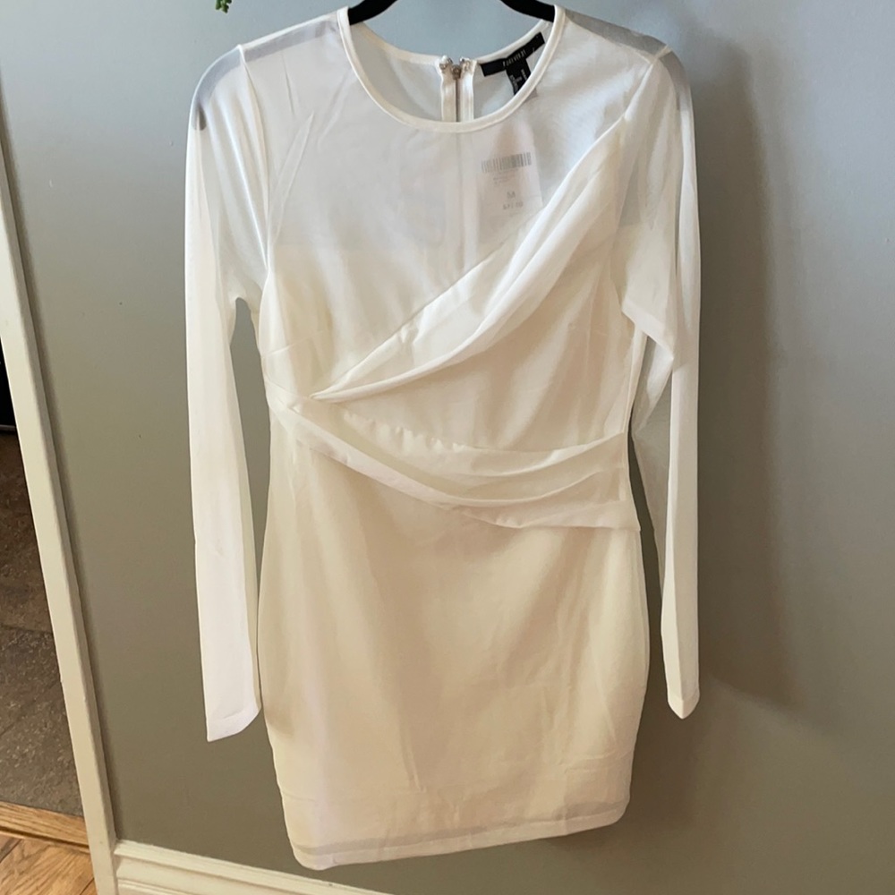 Beautiful cream mesh sleeve bodycon dress